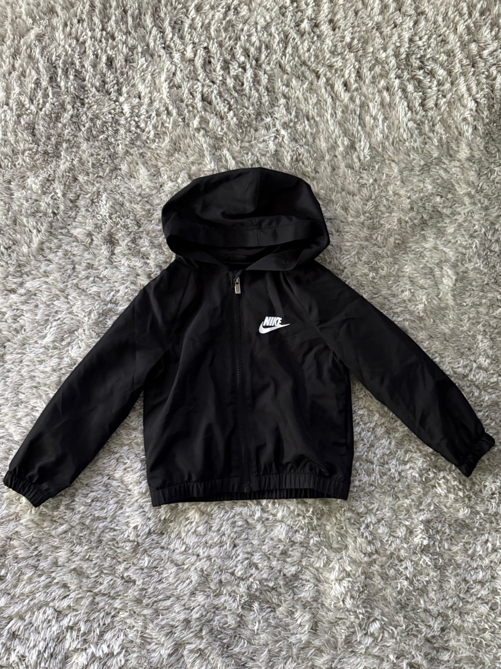 Nike Kids Black Dri-fit Hooded Rain Jacket with White Logo